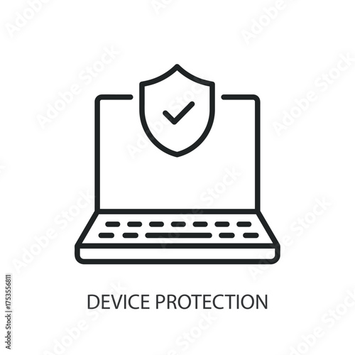 Device protection thin line vector icons.