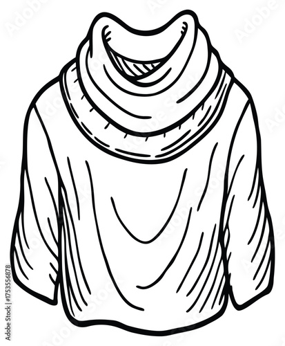 Cowl Neck Sweater Illustration on White Background with Loose Drape
