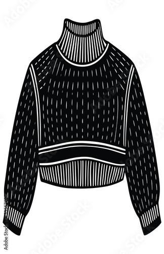 Black and white striped sweater vector illustration clothing fashion isolated design