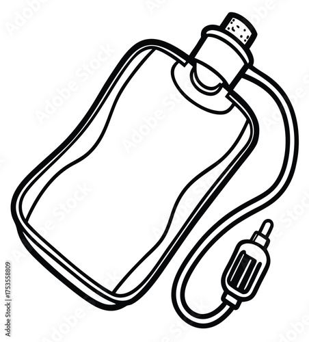 Black and white line drawing of a heated foot pad or mat, depicting an electric foot warmer connected to a plug, designed for use during cold weather