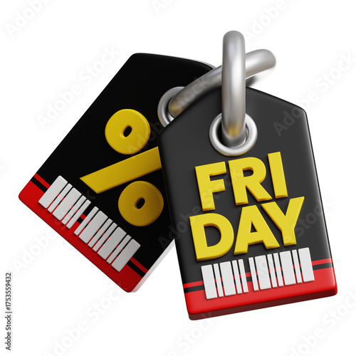3d black friday discount price tag icon