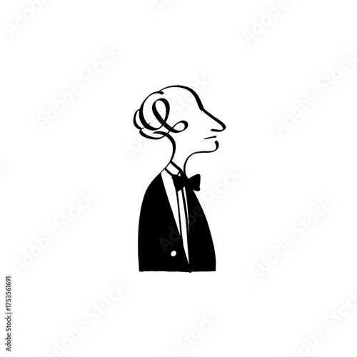 President. President simple black and white line art vector logo