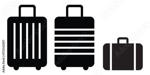 Luggage Silhouette Vector Set, Travel Bag and Suitcase Icon Collection for Vacation and Tourism Design