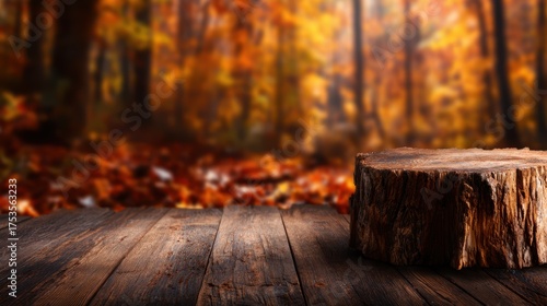 A serene scene captures a rustic log surrounded by vibrant autumn leaves, creating a beautiful contrast that encapsulates the essence of fall's beauty and the changing seasons.