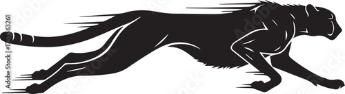 Dynamic silhouette of a cheetah running fast speed agility graceful motion wildlife predator