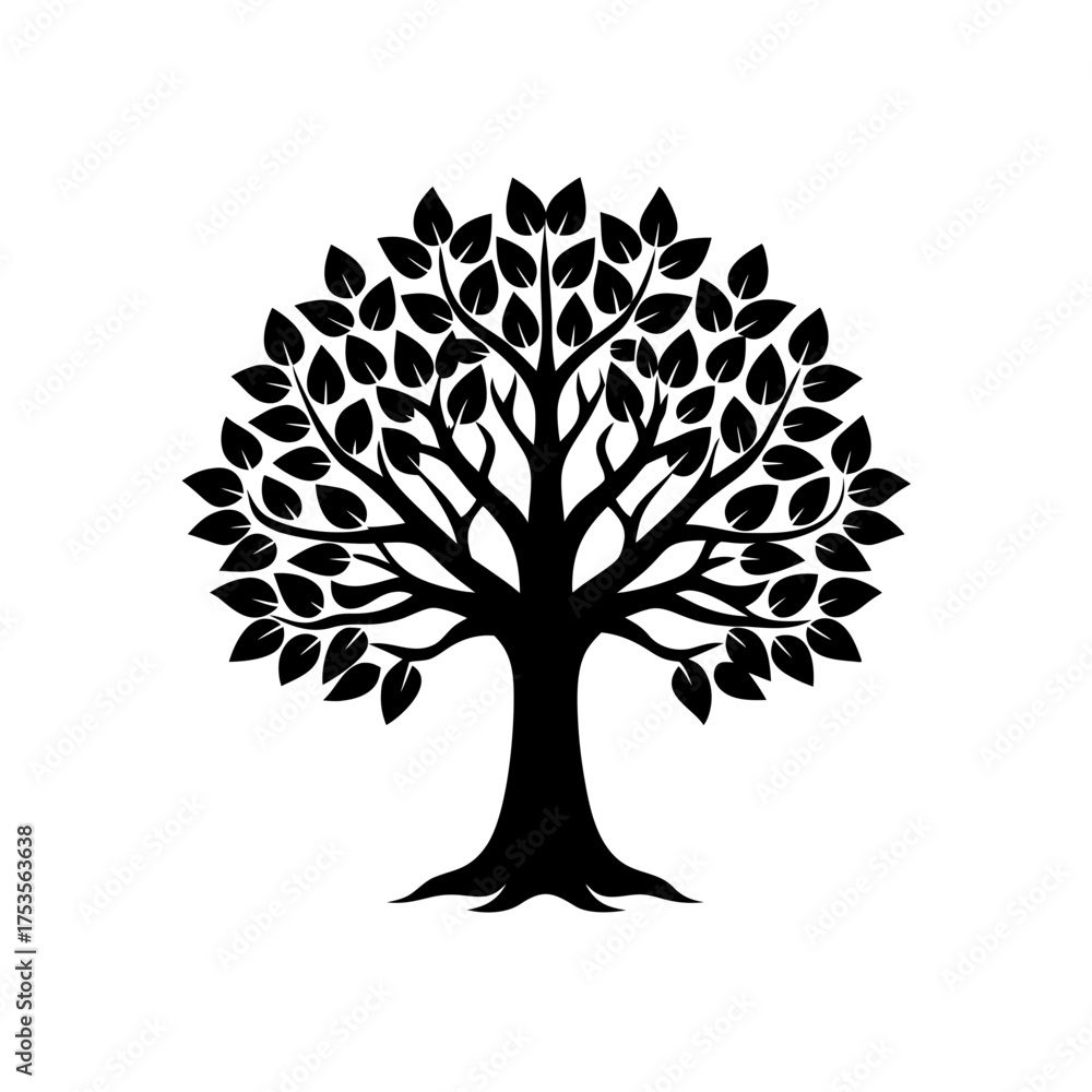 Obraz premium Silhouette of a leafy tree design on transparent background