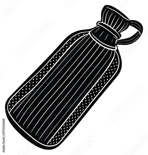 Vintage-Style Hot Water Bottle Illustration Cozy Warmth and Therapeutic Relief in a Classic Design