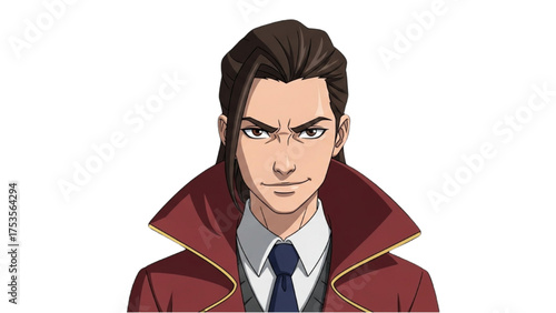 Anime Character With Brown Hair Wearing A Red Blazer And White Shirt