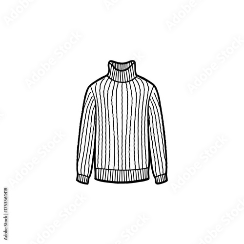 Ribbed Mock Neck Sweater Illustration Stylish Clothing for Everyday Wear, Isolated on White