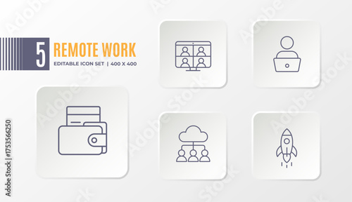 Remote Work and Startup Business Icon Set