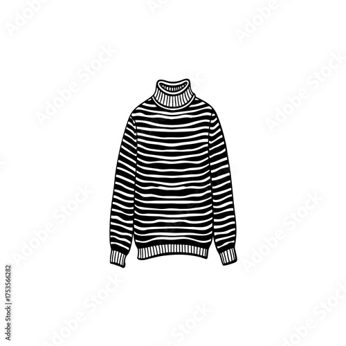 Striped Mock Neck Sweater Isolated on White Background