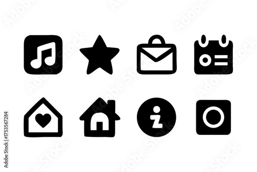 Modern black icon set for websites and apps home search settings