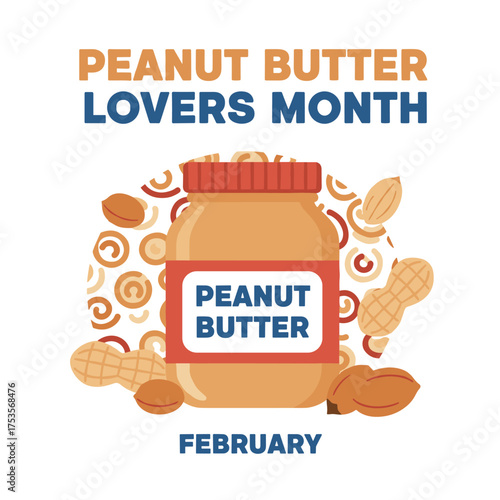 Peanut butter, peeled and unpeeled nuts, Peanut Butter Lovers Month, and a peanut butter background