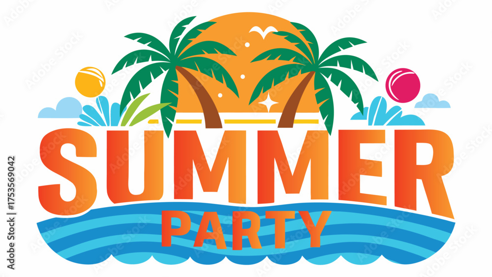 Obraz premium summer beach party poster design on white background.