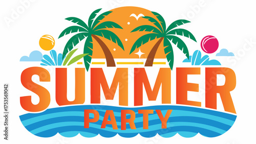 Wallpaper Mural summer beach party poster design on white background. Torontodigital.ca