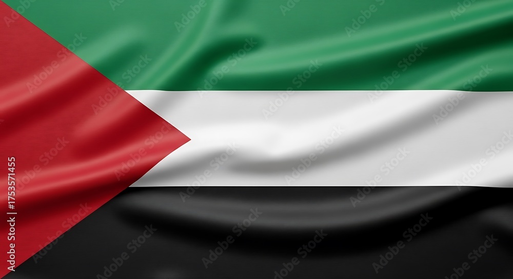 Fototapeta premium Palestine Flag Waving - Close-up of Fabric Texture