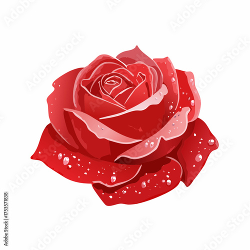Rote Rose mit Tauperlen – klassisches Blumenporträt