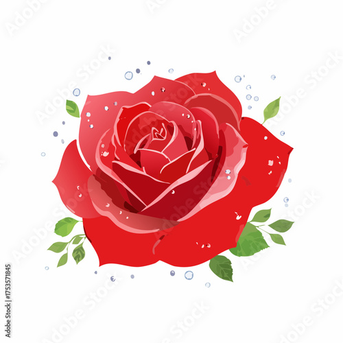 Rote Rose mit Tauperlen – klassisches Blumenporträt