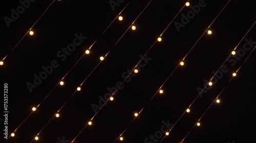 many electric lamps on a black sky background