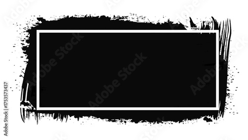 Vector black paint brush spots, Hand drawn Ink brush strokes texture. Black grunge rectangles. Square shape for text. Doodle rectangle pastel chalk elements. Brush frame box.