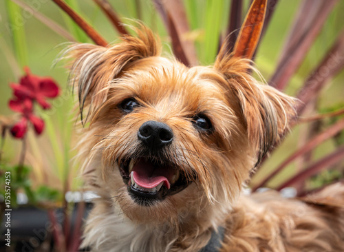 Portrait of Smiling Yorkie Dog