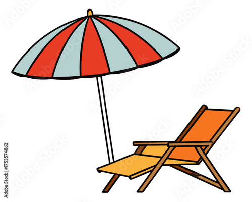 beach chairs and umbrella