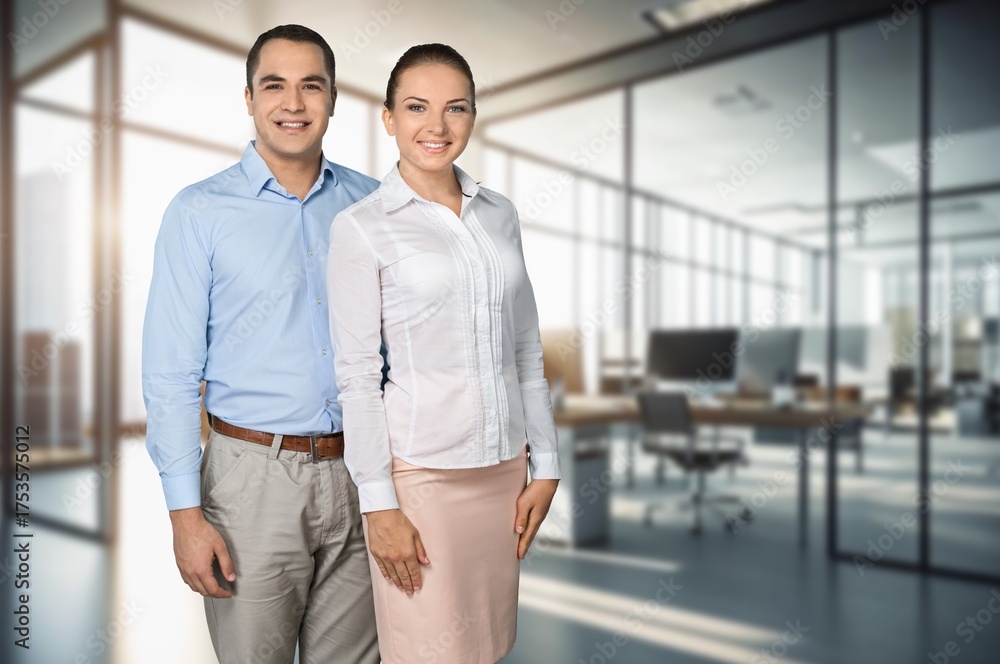 Fototapeta premium Two professional business woman and man in office