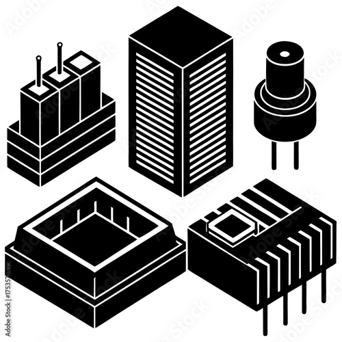 Isometric vector illustration of electrical components and infrastructure ideal for technology energy and engineering concepts
