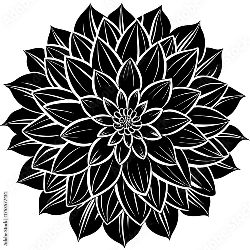 Vibrant dahlia flower illustration in bold striking colors against a clean white background perfect for floral designs