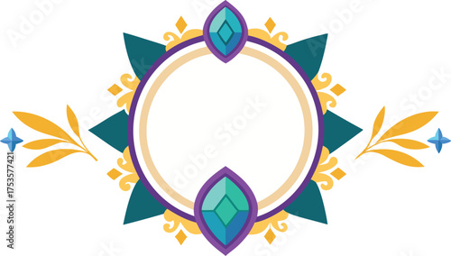 white layout with maximalist gemstone border vector.