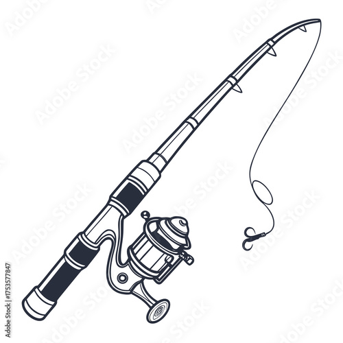 Simple and clean fishing rod icon for outdoor recreation fishing sports and angling activities available as a versatile graphic element