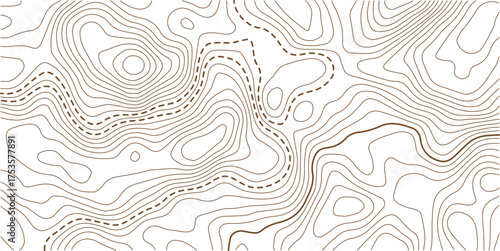 Topographic map background geographic line map with elevation assignments.Seamless Light topographic topo contour map background, vector illustration.. Modern design with Golden & White background 