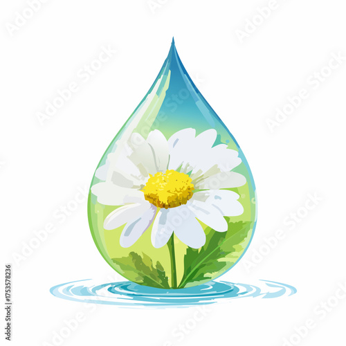 Gänseblümchen in Wassertropfen – feine Nahaufnahme