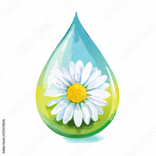 Gänseblümchen in Wassertropfen – feine Nahaufnahme