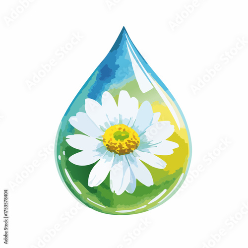 Gänseblümchen in Wassertropfen – feine Nahaufnahme
