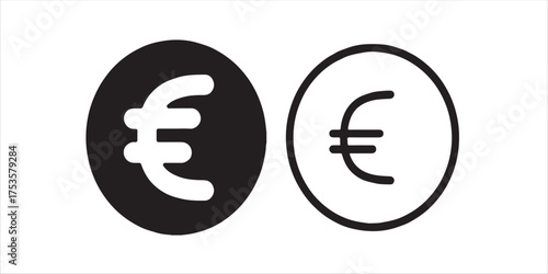 Euro currency symbols for finance and trade in black and white for Europe and the global economy in a clean financial design vector illustration!