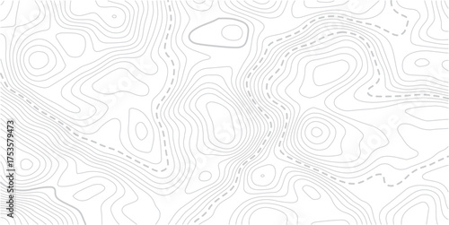 Topographic map background geographic line map with elevation assignments. Modern design with White background with topographic wavy pattern design.Cartography or terrain path concept 