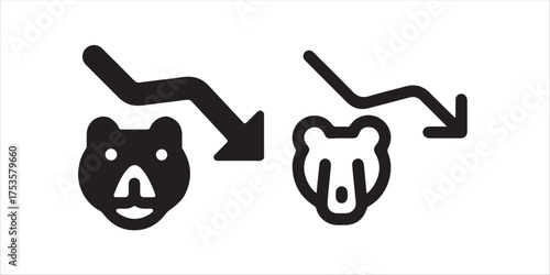 Bear market trend with falling arrow, conveying financial loss or economic decline for investment themes and stock market analysis vector illustration!