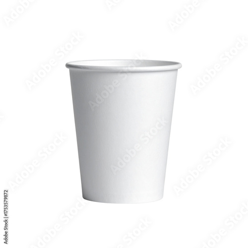 Wallpaper Mural Minimalist White Paper Cup Standing Upright, Front View, isolated on transparent background  Torontodigital.ca