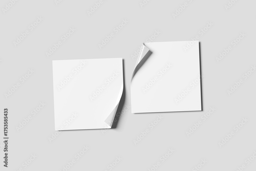 Fototapeta premium Squared sticker mockup isolated on white 3D rendering
