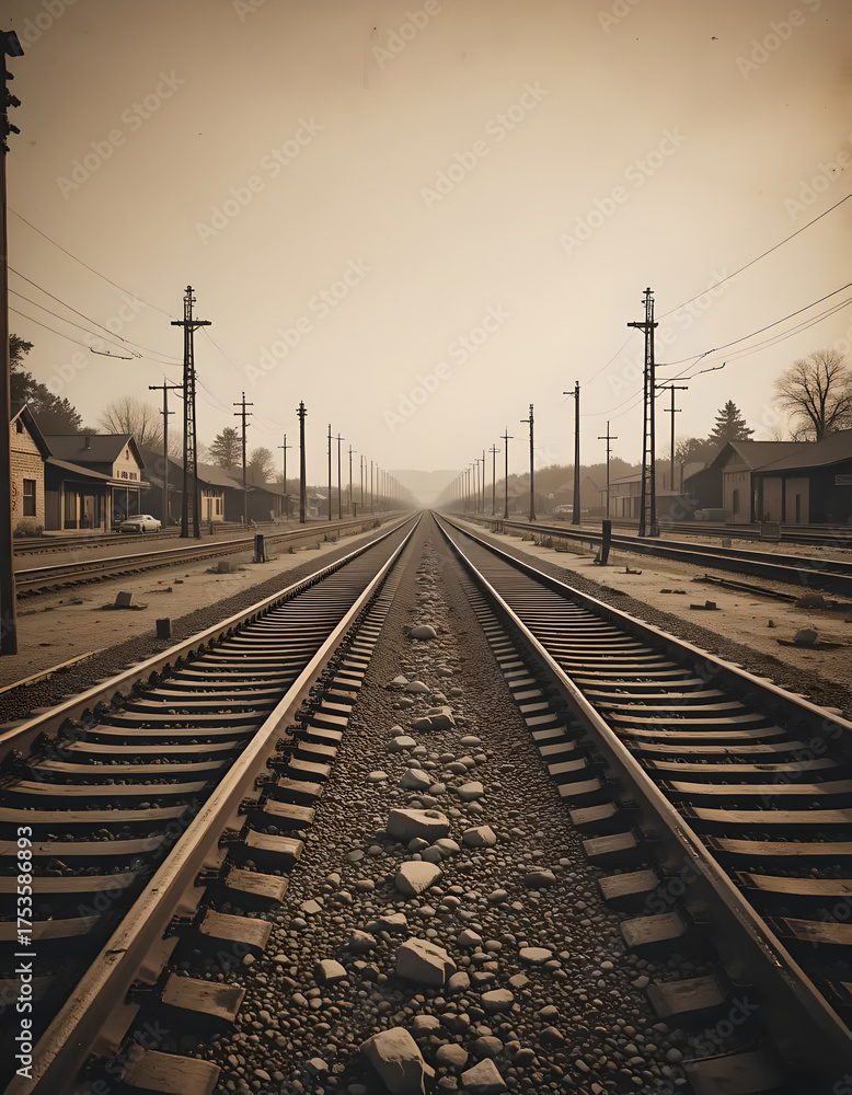Fototapeta premium Endless Tracks: A Journey into the Horizon