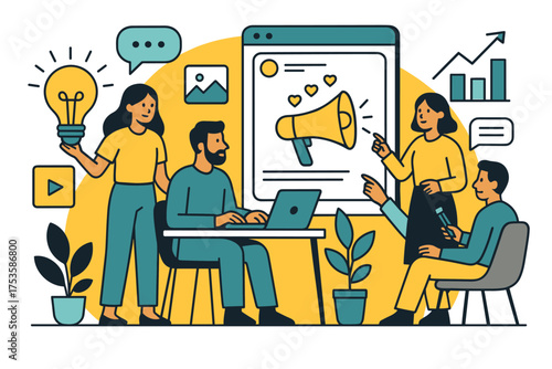 Collaborative teamwork in digital marketing strategy and content creation