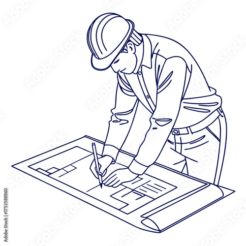 Vector art of architect drawing