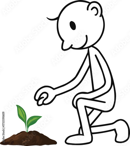 Stick Figure Planting Seed