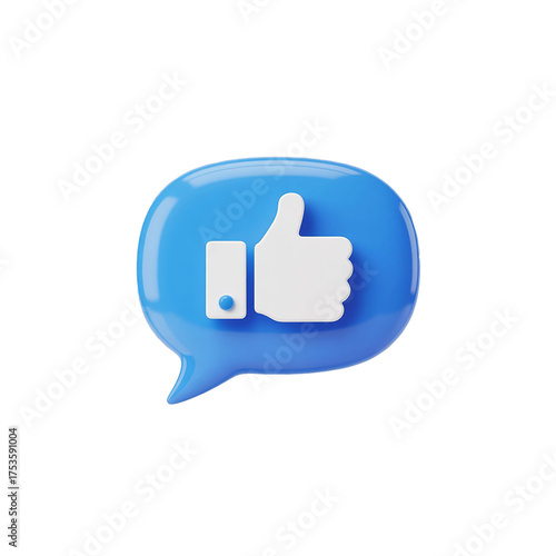 Stylish 3D Blue Like Button Icon png 