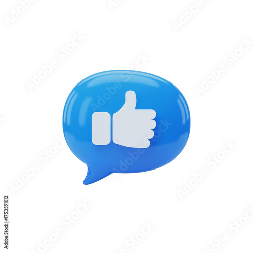 Stylish 3D Blue Like Button Icon png 