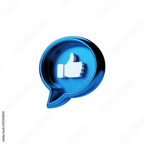 Stylish 3D Blue Like Button Icon png 