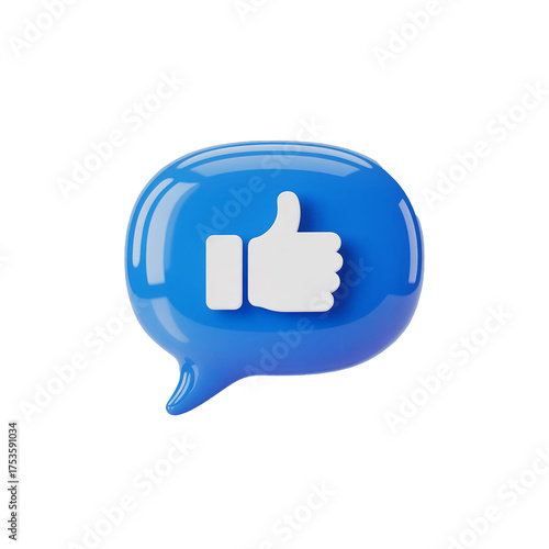 Stylish 3D Blue Like Button Icon png 