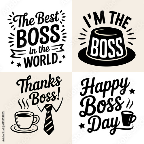 Happy boss day celebration graphics best boss world thanks boss coffee and tie