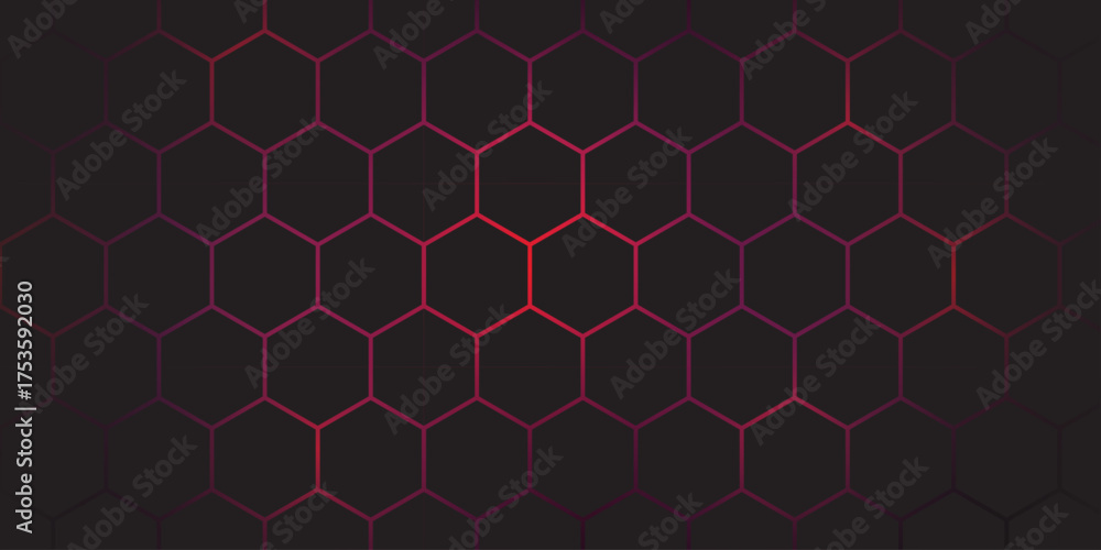 Fototapeta premium Seamless hexagonal geometric pattern texture design with a red honeycomb vector illustration
